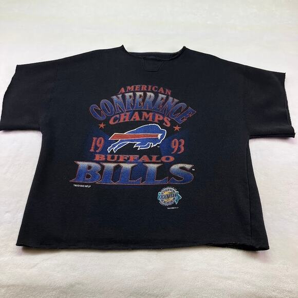 VTG 1993 Starter BUFFALO BILLS AFC Champs Cut Off Sweatshirt XL Bills Mafia - Picture 1 of 14